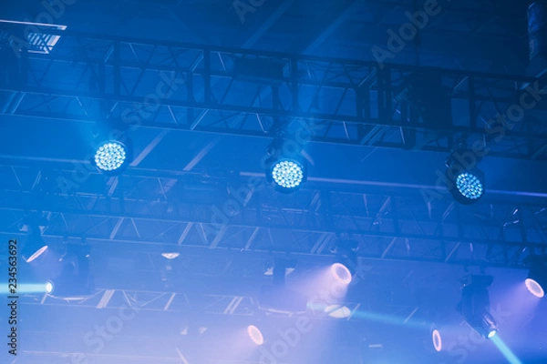 Obraz Blue stage lights close up. Colorful show detail