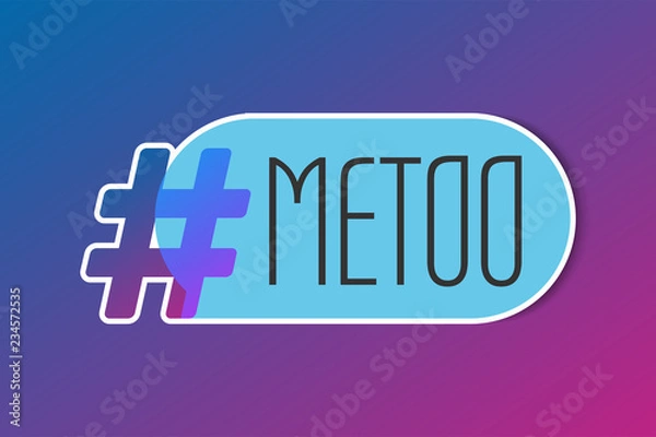 Fototapeta Gradient Hashtag with blue speech bubble  illustration.  Vector icon sharing them in social media. Modern design for banner, poster slogan - me too - women's rights concept