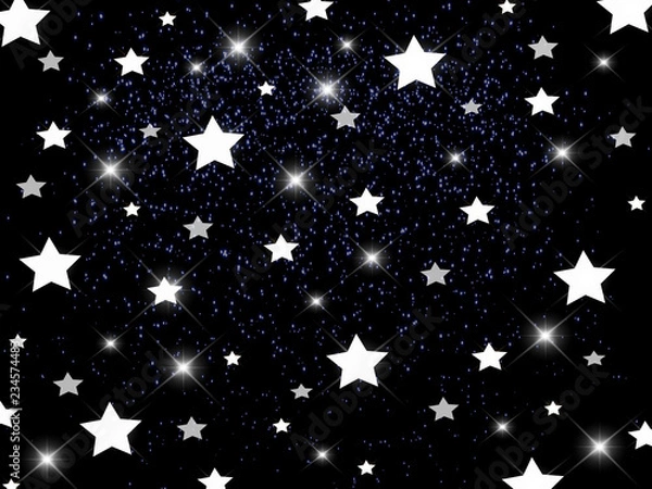 Fototapeta Белые звёзды на чёрном фоне