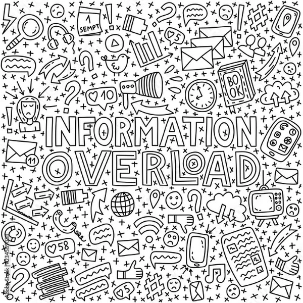 Fototapeta Informational overload illustration