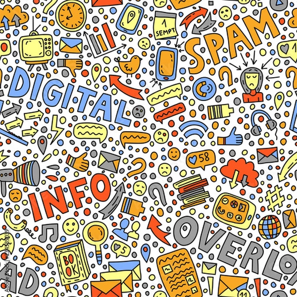 Fototapeta Informational overload seamless pattern