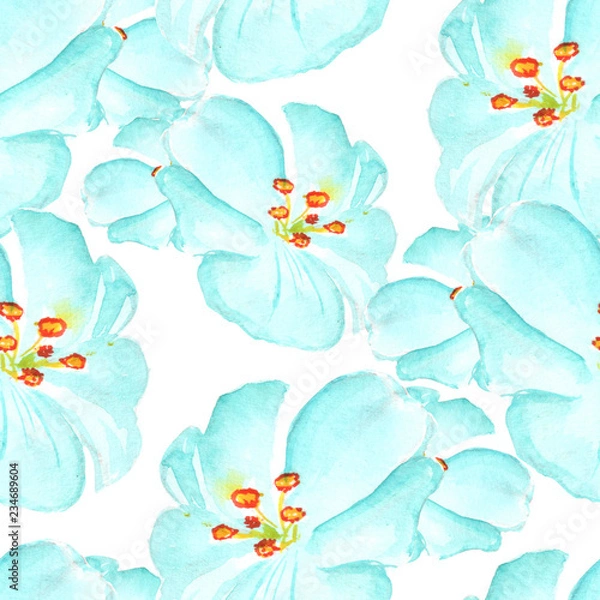Obraz Seamless pattern abstract flower. Light blue magic botanical blossom