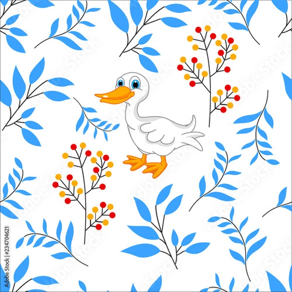 Obraz vector pattern with leafs and duck