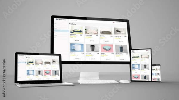 Fototapeta computer gadgets with e-shop space on screen