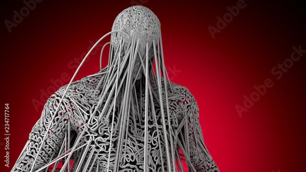 Obraz 3d render Human figure made with lines