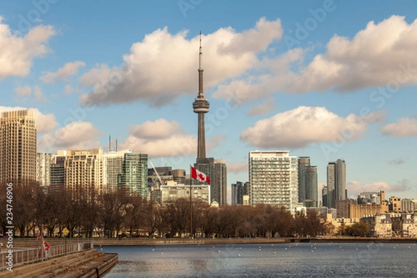 Fototapeta Toronto, CANADA - November 20, 2018: Panoramic view of the city of Toronto with legendary CV Tower