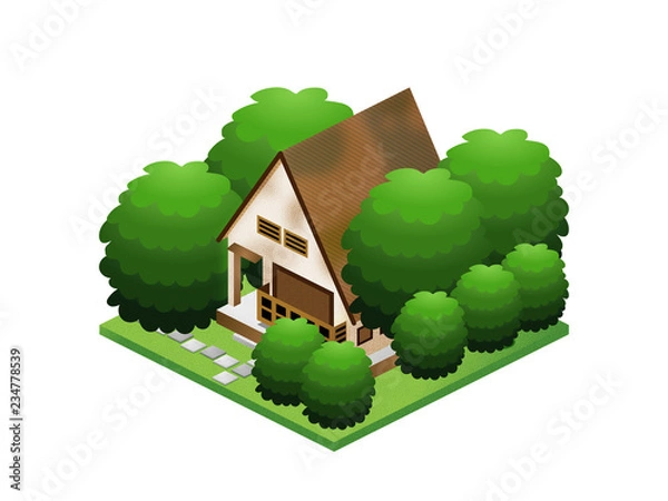 Fototapeta 雑木林に囲まれた古い家