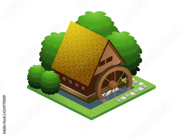 Fototapeta 水車小屋