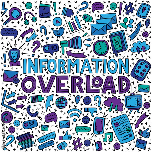 Fototapeta Informational overload illustration