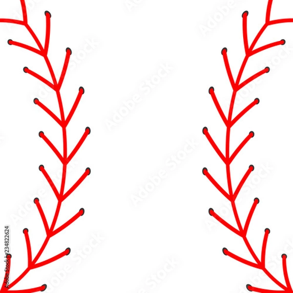 Fototapeta Abstract vector baseball image with red stitches.