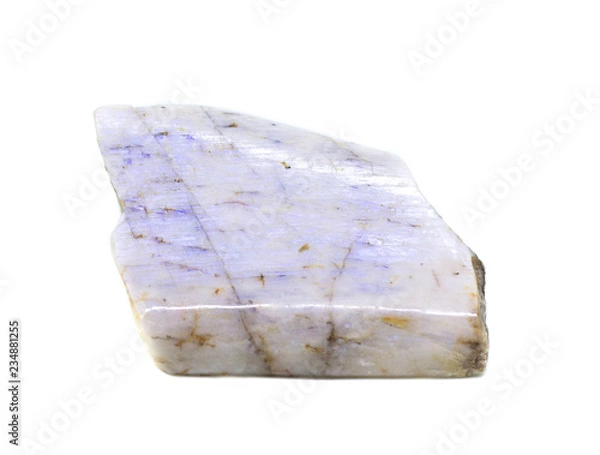 Fototapeta Natural polished belomorite stone on a white background isolated