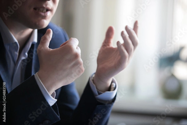 Fototapeta Press conference. Media interview.