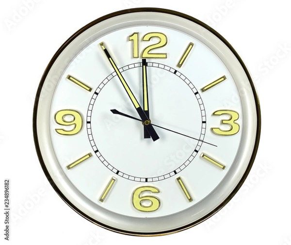Fototapeta quartz wall clock on a white background