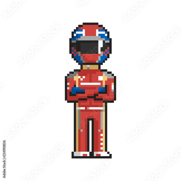 Obraz Racer pixel art on white background. Vector illustration.