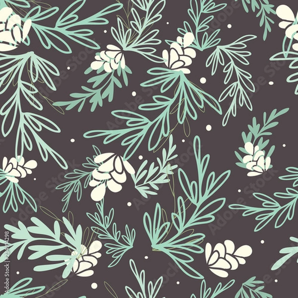 Obraz Vector Charcoal Falling Pine Leaves Seamless Pattern