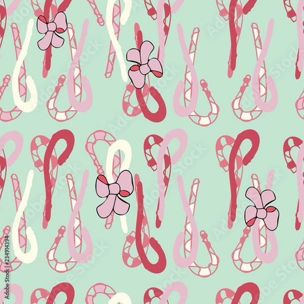 Obraz Vector Green Candy Canes Seamless Pattern