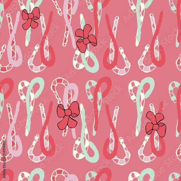 Obraz Vector Red Candy Canes Seamless Pattern