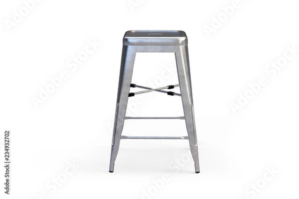 Fototapeta Metal bar stool with step. 3d render