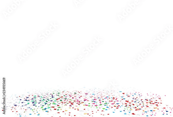 Fototapeta Confetti, colorful paper scatter on the floor festive of celebration abstract background vector illustration