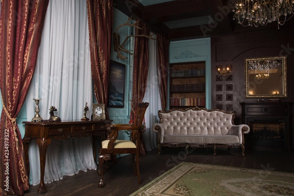 Fototapeta Classical library room  in the victorian style