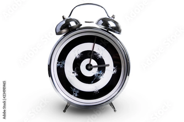 Fototapeta alarm clock in the form of a target as a symbol of time killed