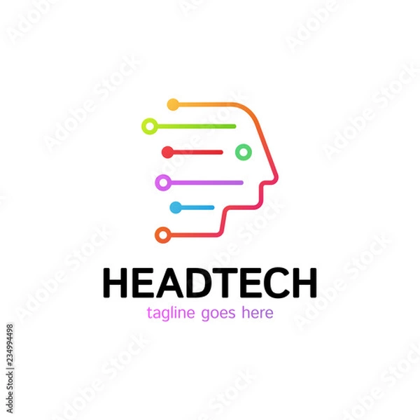 Obraz Head Tech logo, Robotic Technology Logotype template designs vector illustration.