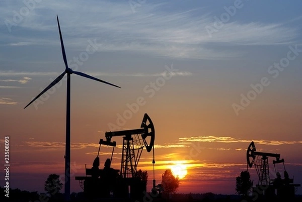 Fototapeta pompa i turbina wiatrowa