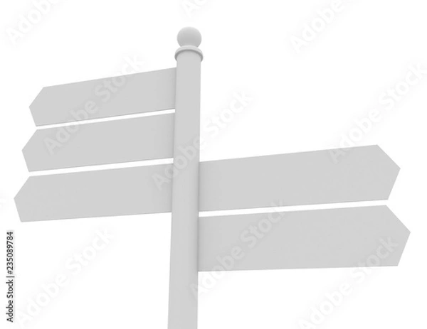 Fototapeta empty multidirectional sign isolated on white background . 3d rendered illustration