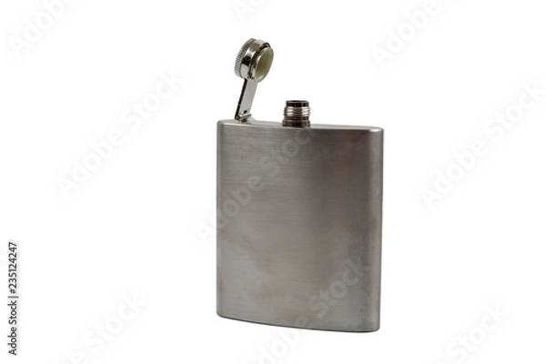 Obraz metal flask on white background