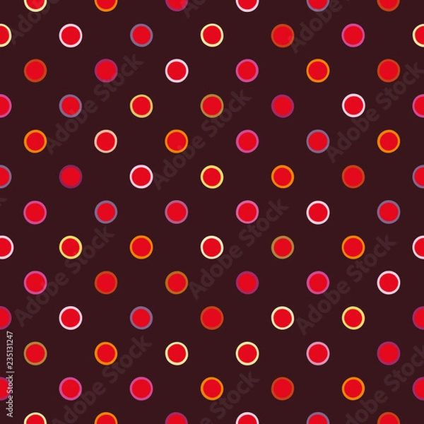 Fototapeta Choclat brown polka dot pattern with retro colours. Surface pattern design.