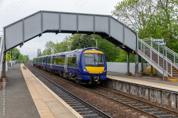 Fototapeta Dalmeny railway station near Bridge over Firth of Forth, Scotland