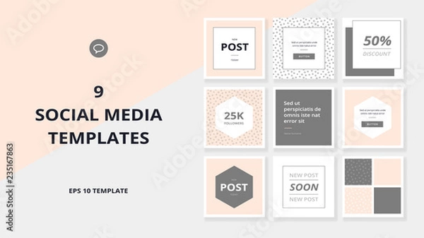 Obraz Square web banners for social media. Post layout templates.