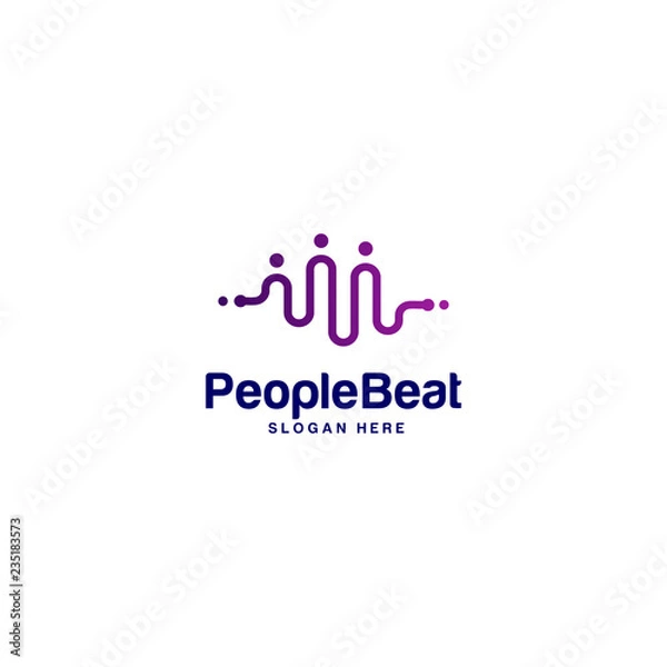 Fototapeta Community logo template designs concepts vector illustration, People Beat logo concepts