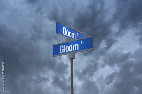 Obraz 3D Illustration of a street sign_doom and gloom streets