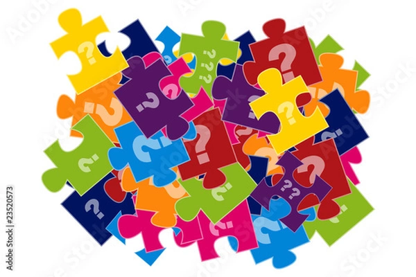 Obraz Bunte Puzzleteile mit Fragzezeichen