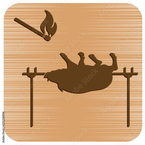 Obraz Grilled boar icon