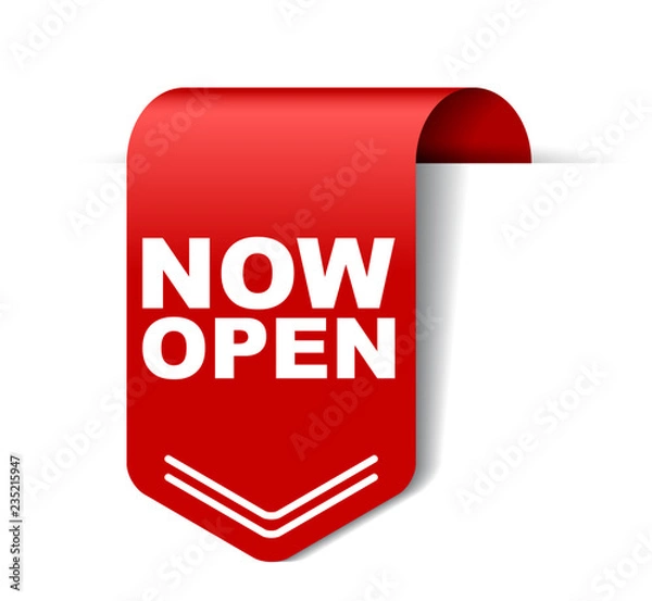 Obraz red vector banner now open