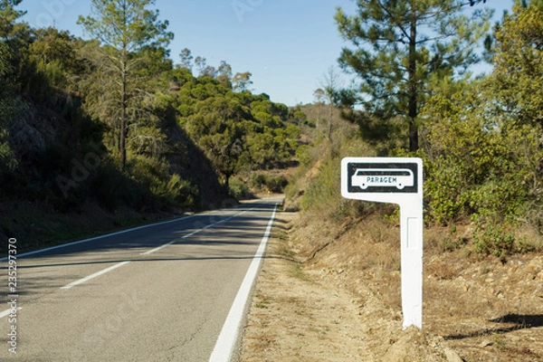 Obraz Rural bus stop in Portugal