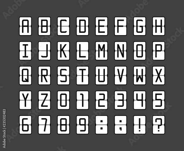 Obraz Vector font in white flip clock style