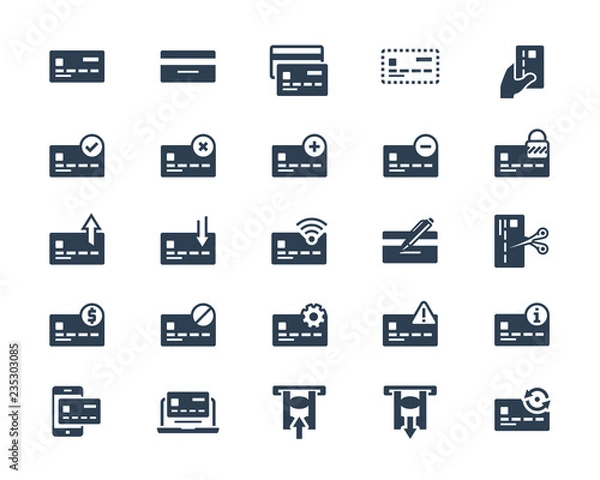 Fototapeta Credit or debit card related vector icon set