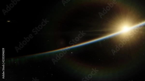 Fototapeta Near, low earth orbit blue planet. this image elements furnished by NASA.