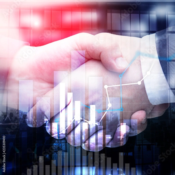 Fototapeta Financial growth graph. Sales increase, marketing strategy concept.