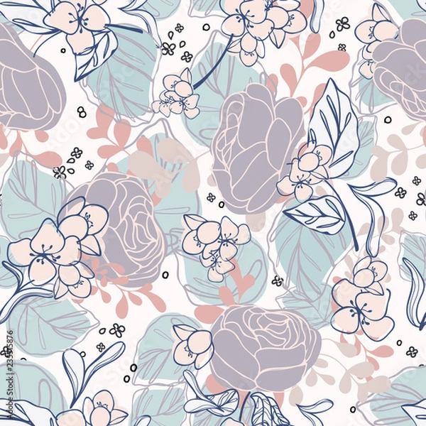 Obraz Vector Falling Roses Seamless Pattern