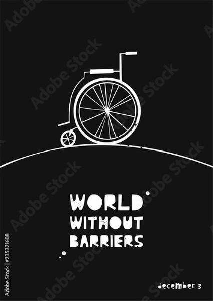 Obraz Wheelchair flat hand drawn vector illustration