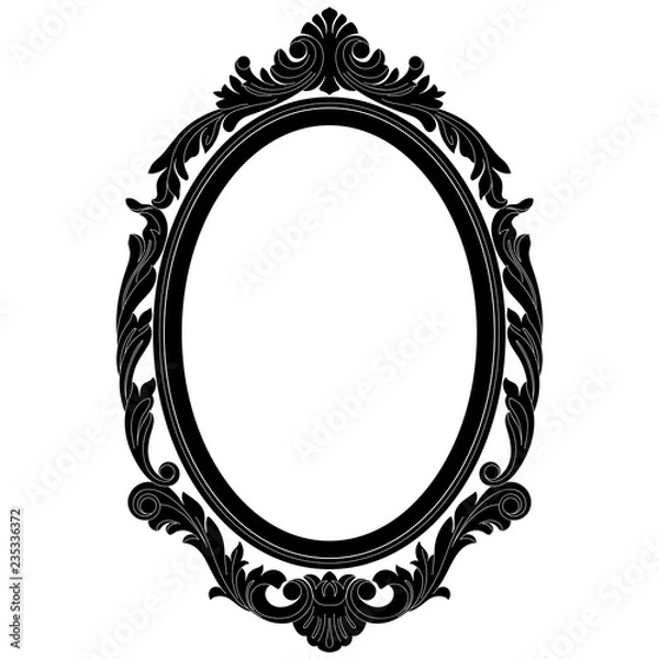 Obraz Vintage oval pattern frame in old style. Vector.