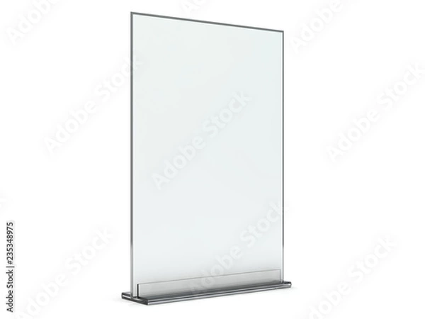 Obraz Stand for booklets with white sheets of paper. Mockup. 3D