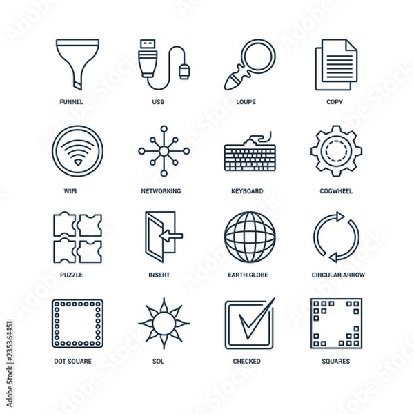 Fototapeta Set Of 16 Universal Editable Icons. Includes Elements Such As Sq