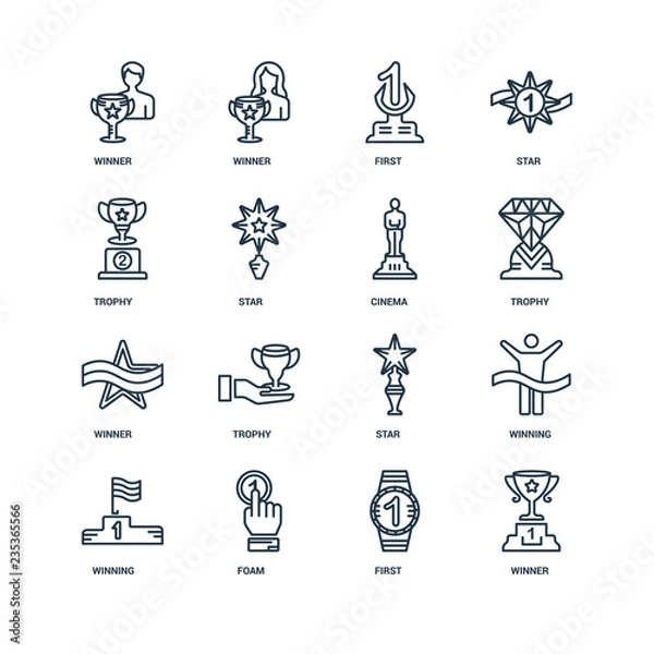 Fototapeta Set Of 16 Universal Editable Icons. Includes Elements Such As Wi