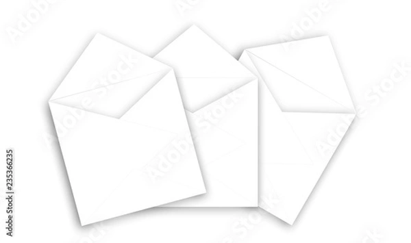 Obraz three clear envelopes isolated on white background