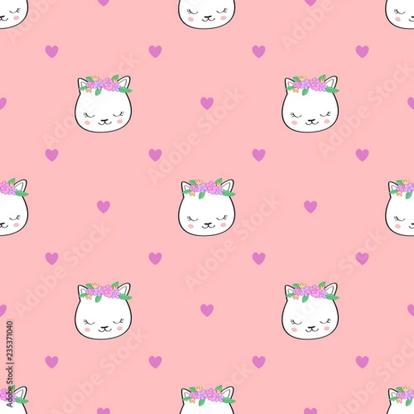 Fototapeta cute cats seamless pattern